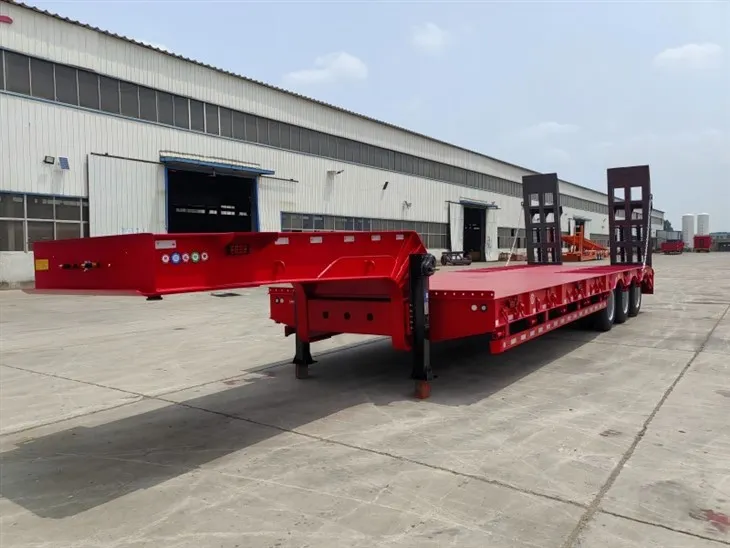 Reboque de plataforma baixa de carga útil de 60 toneladas, 3 eixos, 12 pneus