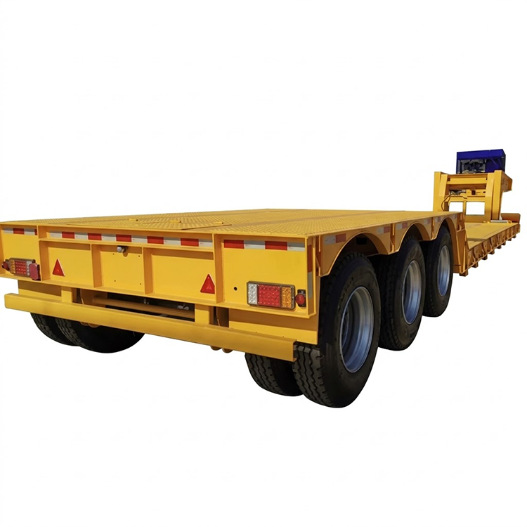 Trailer de cama baixa com pescoço de ganso removível de três eixos